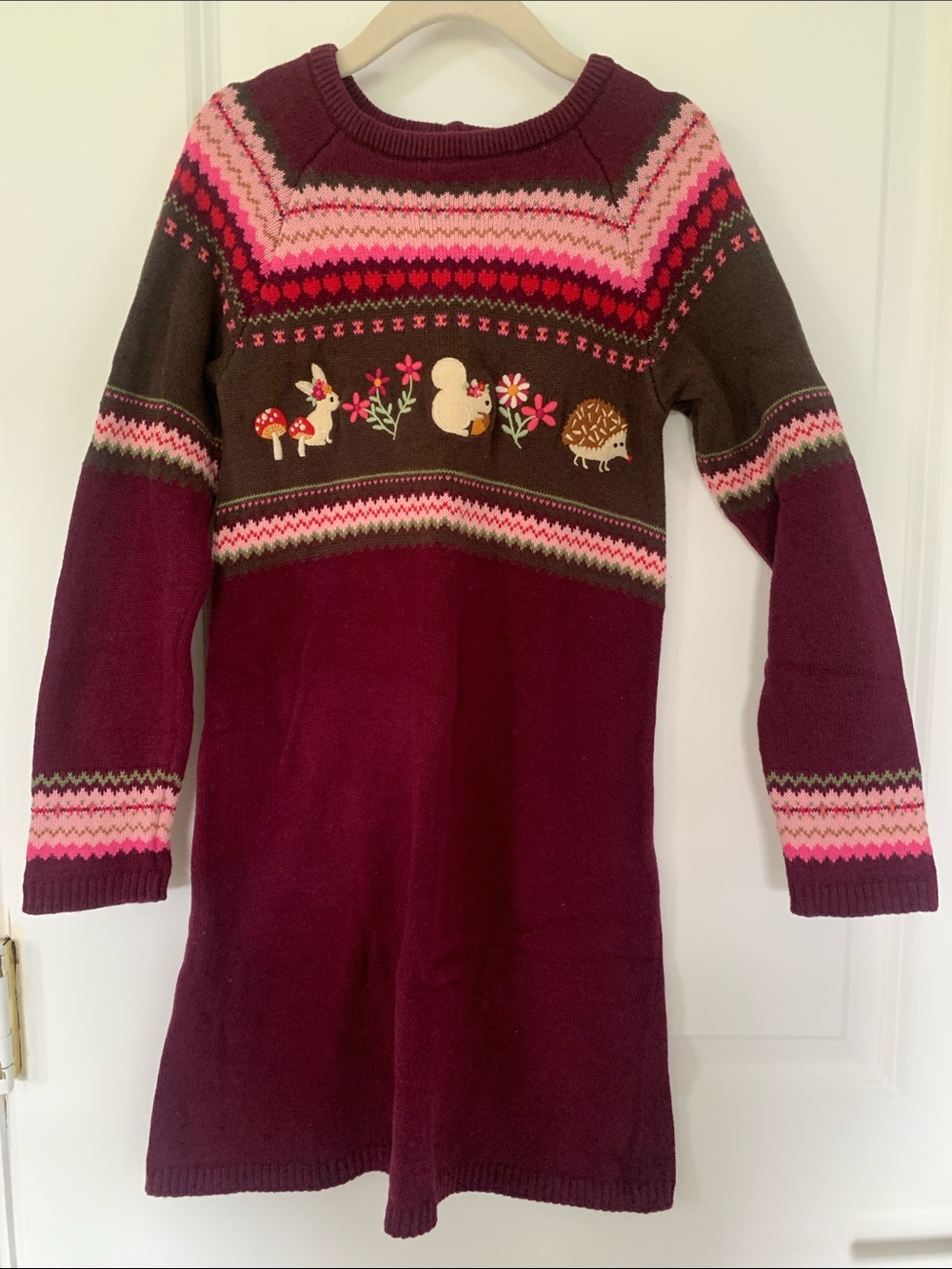 Gymboree Burgundy and Pink Woodland Knit Sweater Dress